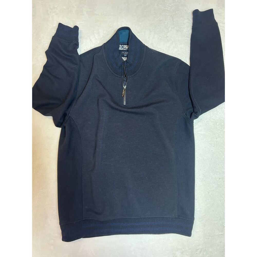 Ted Baker London Sweater 1/4 zip Mens Size 5 Blue Pullover Designer